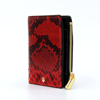  Wallet with Red Python Heart in Black Python skin