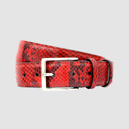 Cintura Uomo vera pelle di Pitone Personalizzabile - Rosso