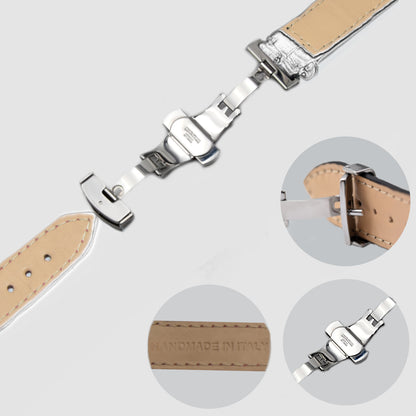 Cinturino in pelle Apple Watch Personalizzabile serie Ultra, 8, 7, 6, 5, 4, SE in vera pelle di Coccodrillo Nero