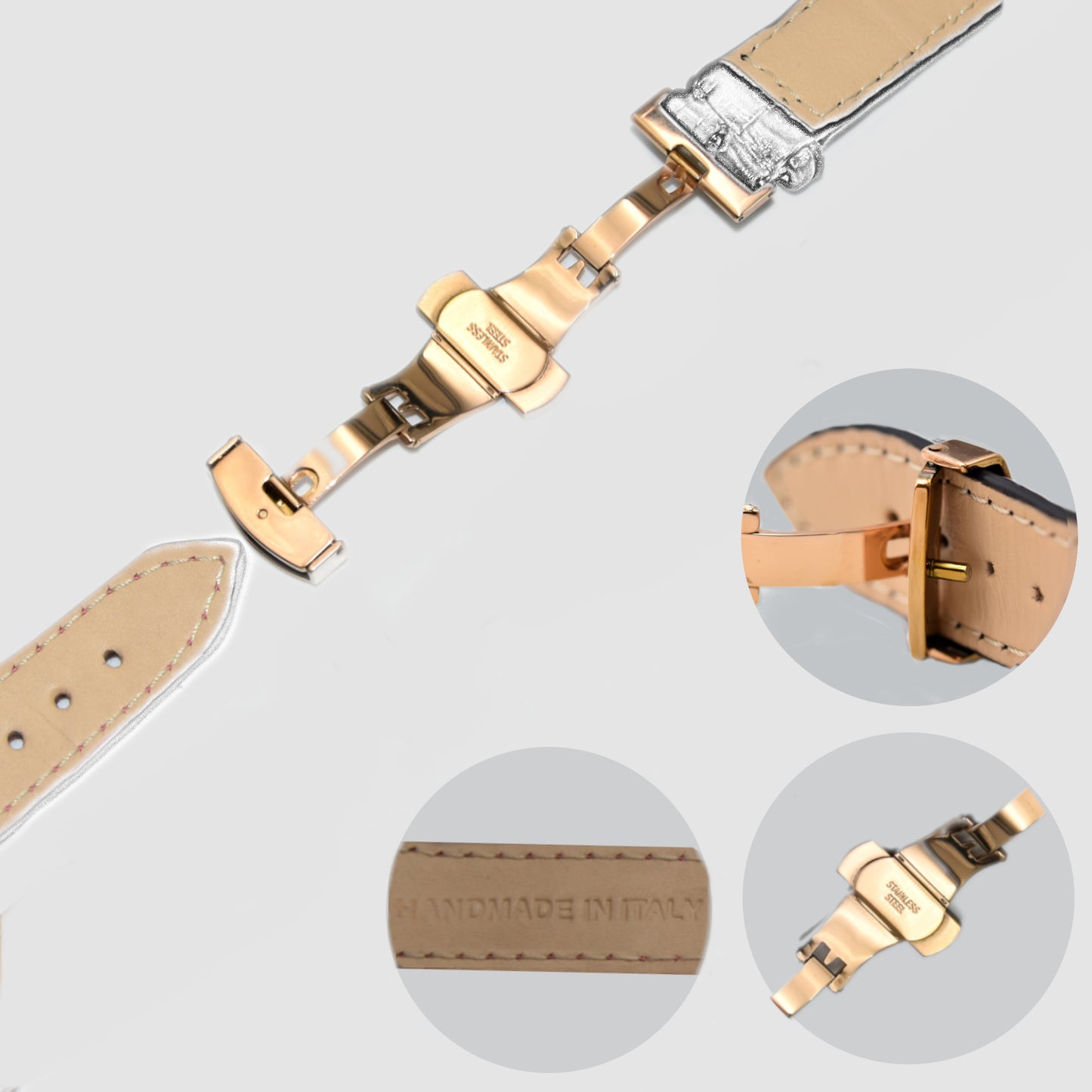Cinturino in pelle Apple Watch Personalizzabile serie Ultra, 8, 7, 6, 5, 4, SE in vera pelle di Coccodrillo Nero