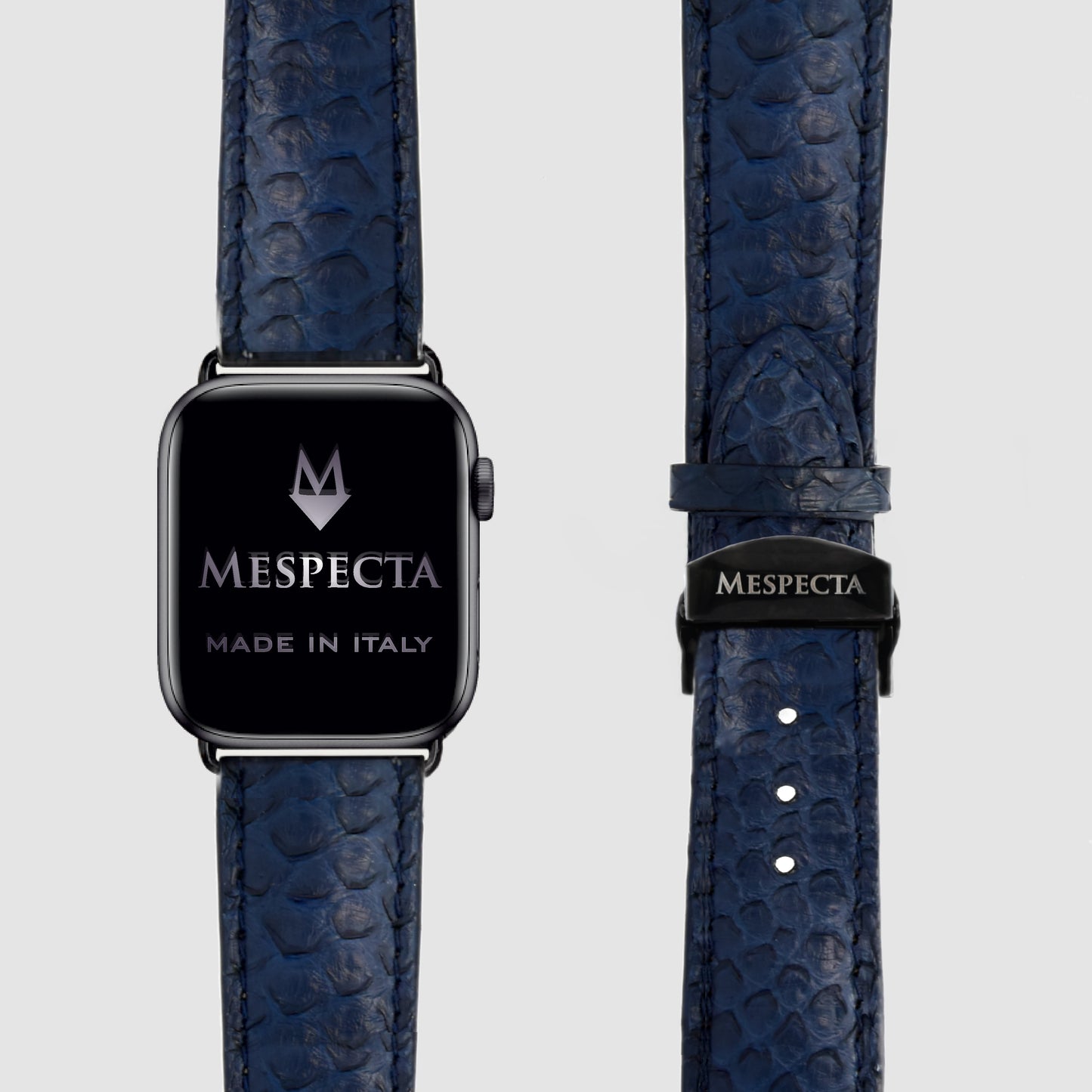 Cinturino vera pelle di Pitone Apple Watch Ultra, 8, 7, 6, 5, 4, SE Blu notte