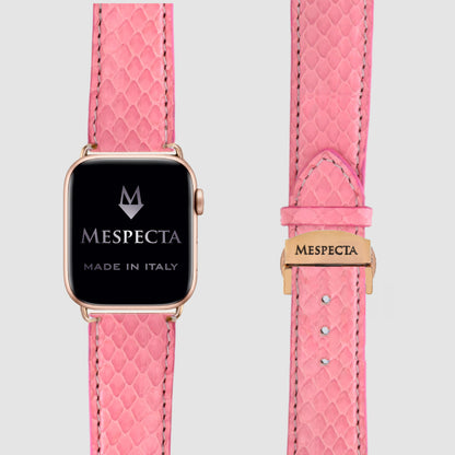 Cinturino in pelle Apple Watch Personalizzabile serie Ultra, 8, 7, 6, 5, 4, SE in vera pelle di Pitone Rosa