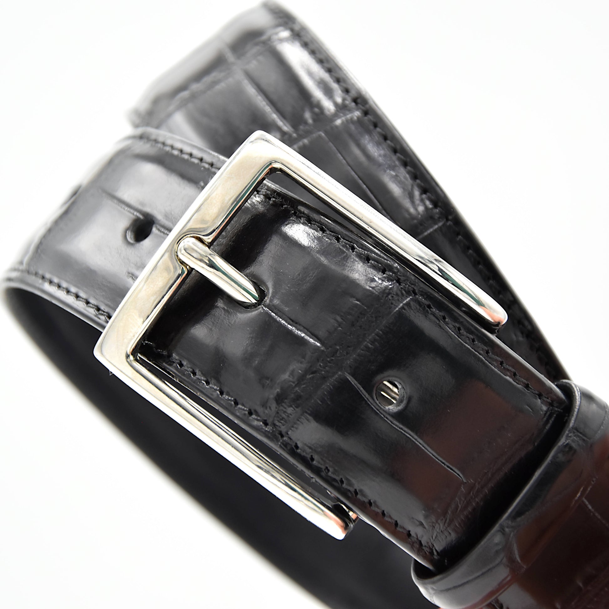 Cintura Uomo In Pelle Coccodrillo Made In Italy - Artigianale, Elegante, 3.5 Cm, Lusso - Foto 7