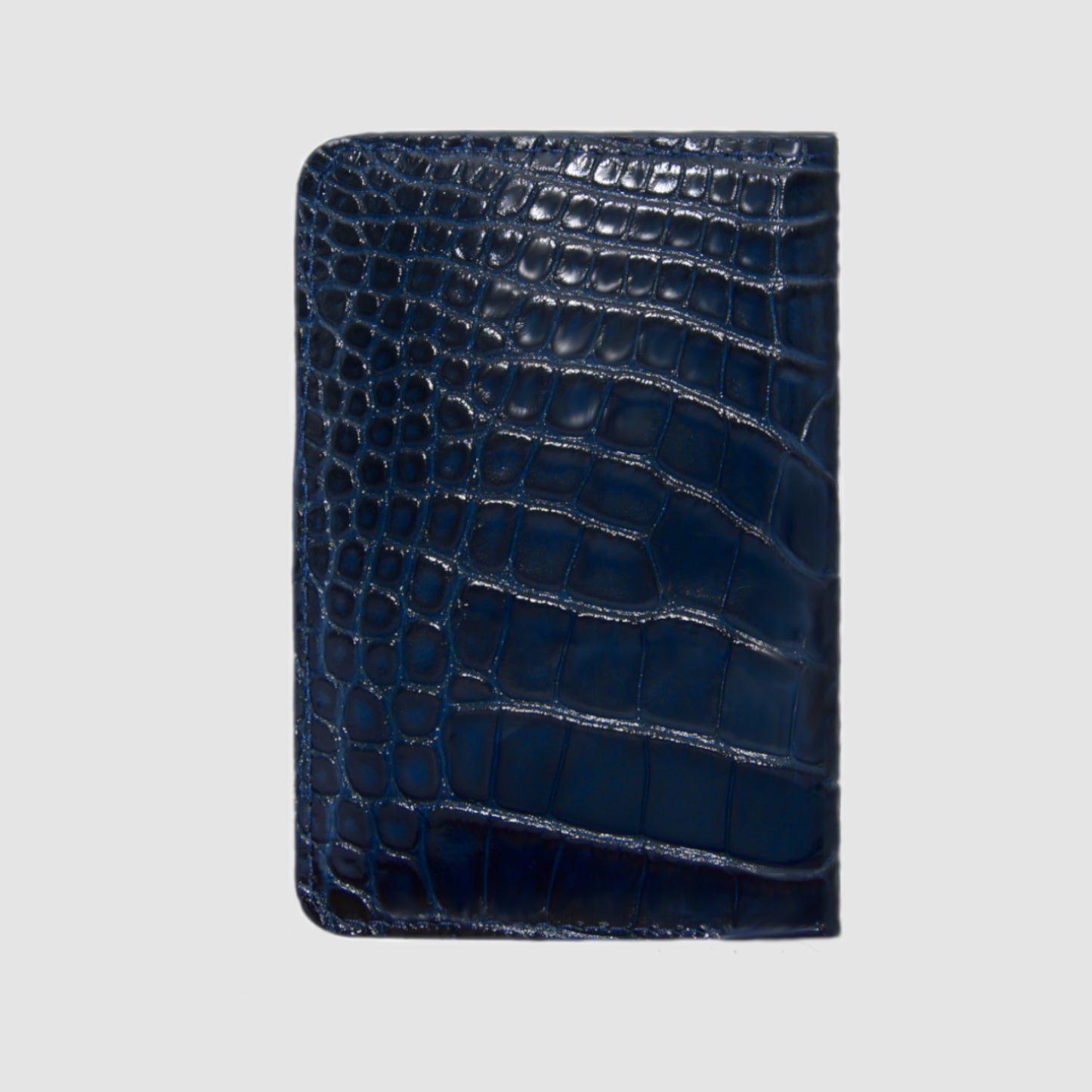 Porta carte Organizer tascabile in vera pelle di Alligatore Personalizzabile - Blu Navy