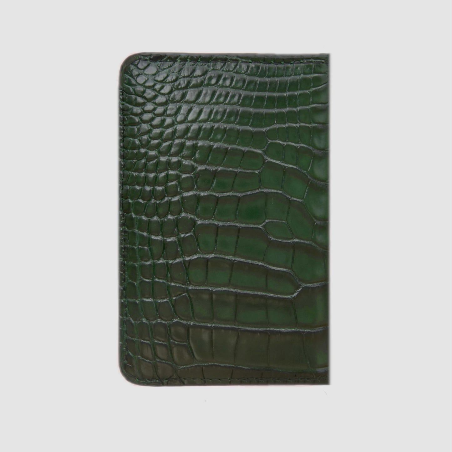 Card Holder Pocket Organizer in genuine Alligator skin - Dark Green