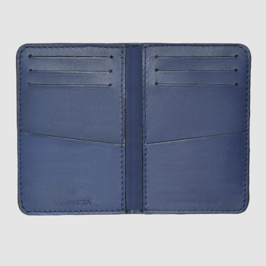 Porta carte Organizer tascabile in vera pelle di coccodrillo Personalizzabile - 10 tasche - Blu Navy