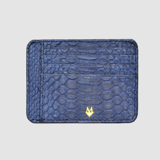 Card holder in genuine Python skin - Navy Blue 