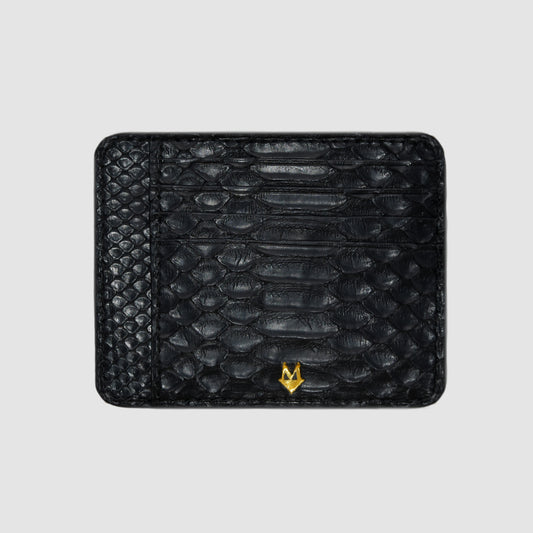 Card holder in genuine Python skin - Black 