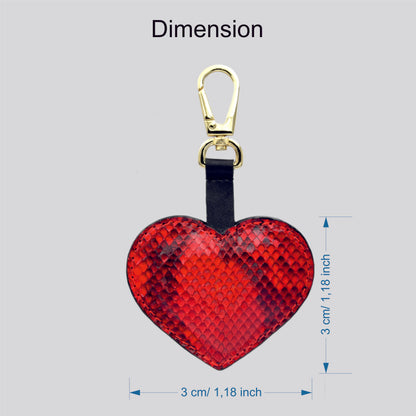 Keychain Red Heart in genuine Python skin personalized with initials