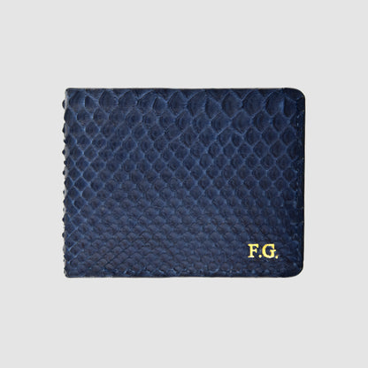 Wallet for Man in genuine Python skin - Dark Blue