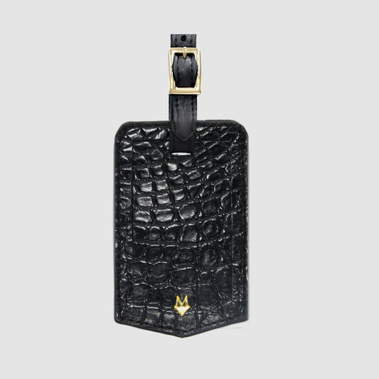 Luggage Tags in genuine Black Crocodile skin 