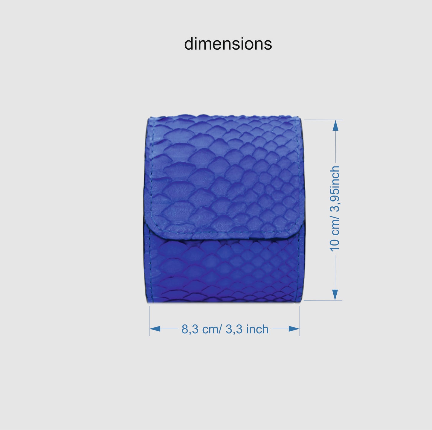 Watch Roll in genuine Python skin personalized - Cobalt Blue