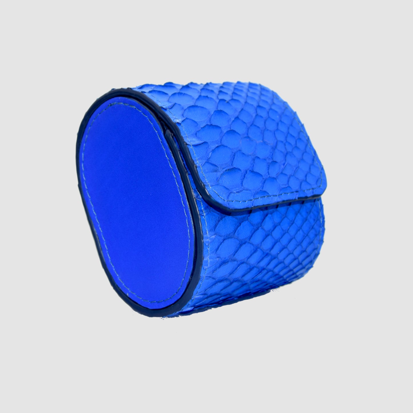 Custodia per Orologio Watch Roll in vera pelle di Pitone personalizzabile - Blu cobalto