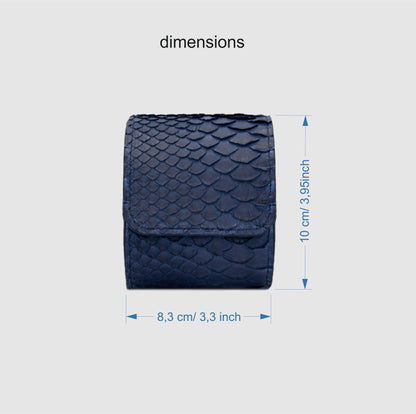 Watch Roll in genuine Python skin personalized - Navy Blue