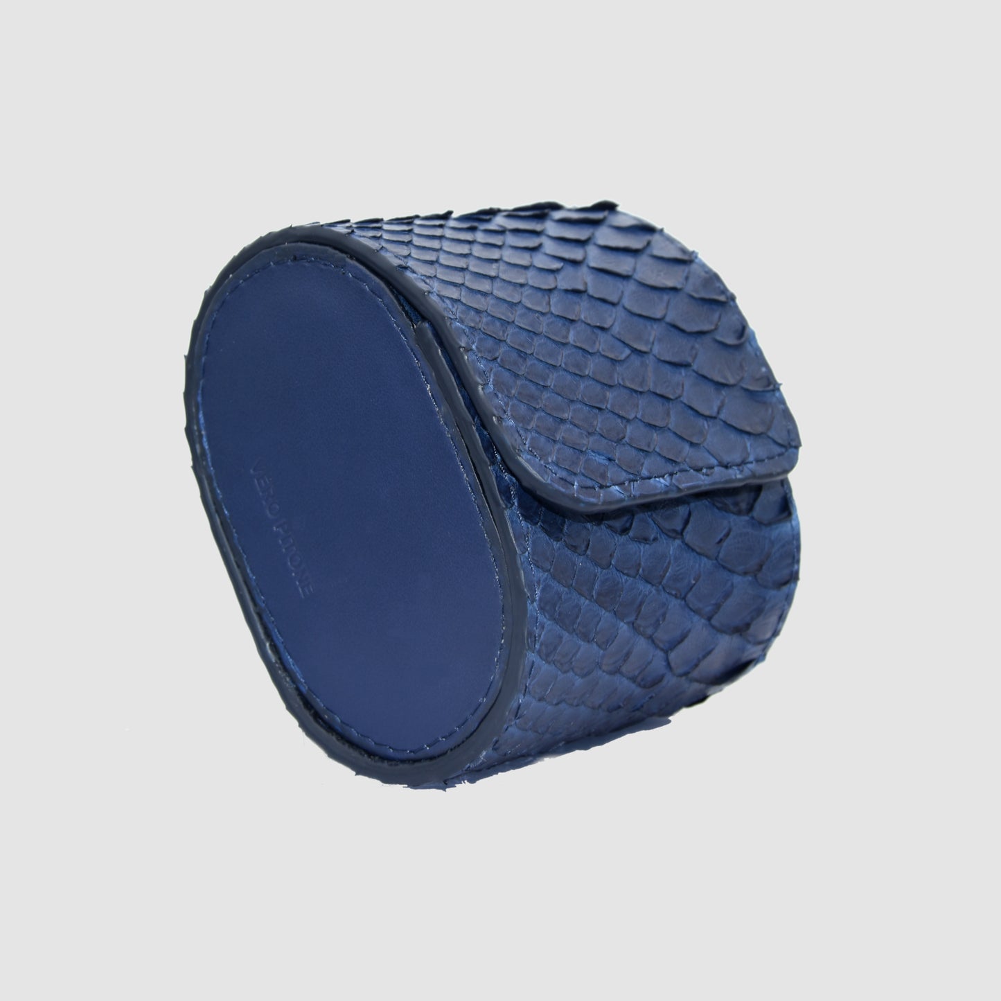 Custodia per Orologio Watch Roll in vera pelle di Pitone personalizzabile - Blu scuro