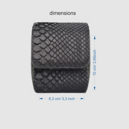 Customizable Watch Roll case in genuine python leather - Black 