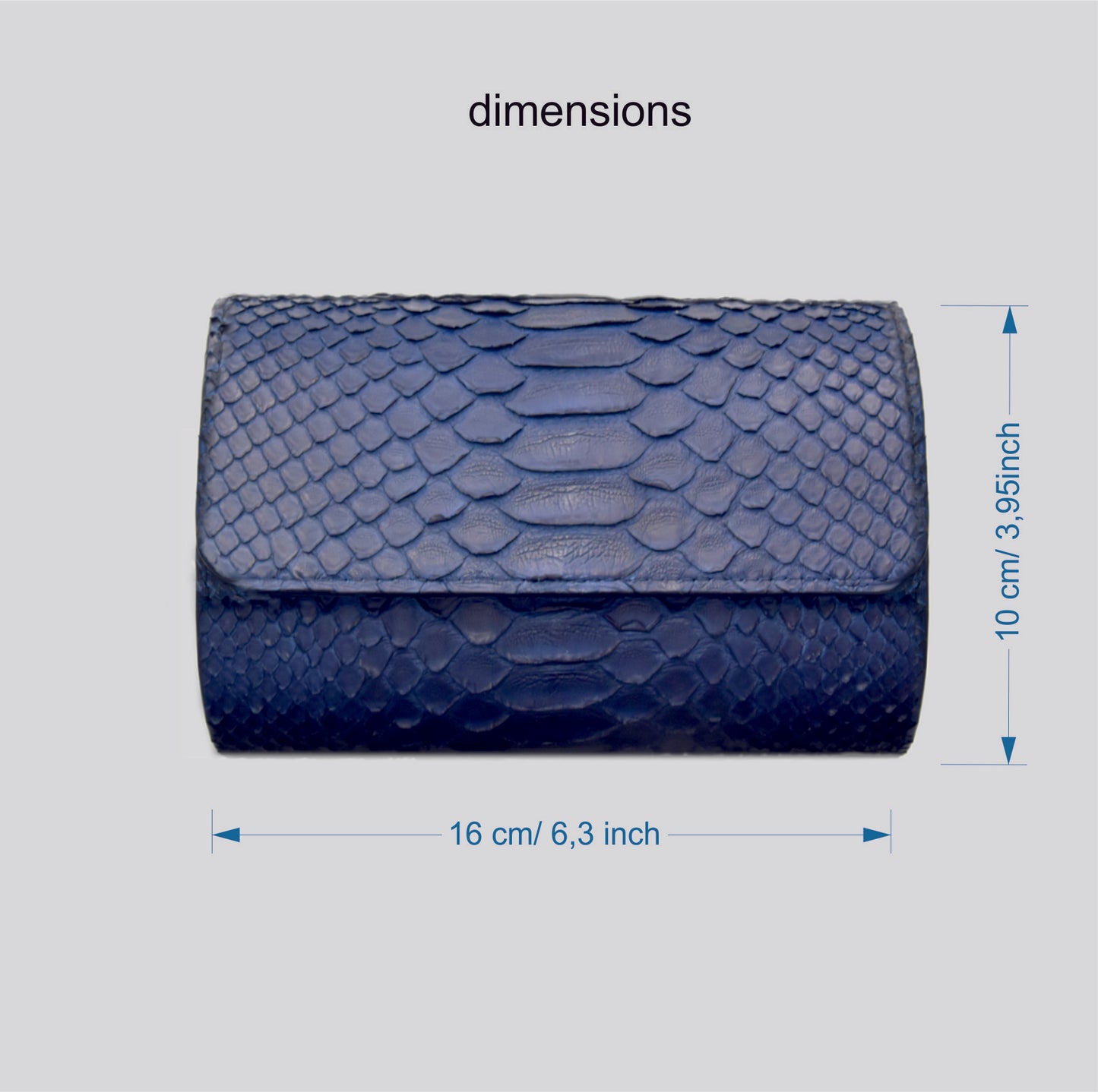 Watch Roll in genuine Python skin personalized for 2 Watches- Navy Blue 