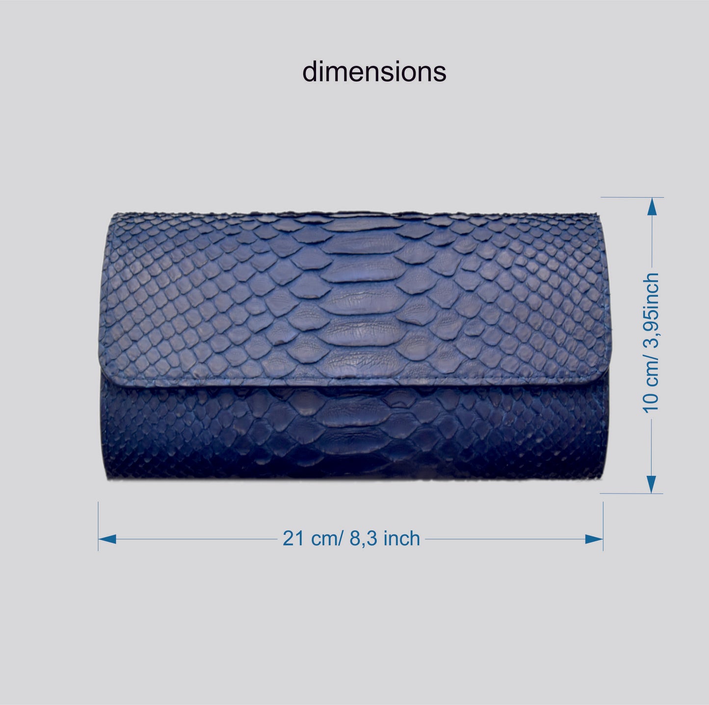 Portaorologio Watch Roll in Pelle di Pitone Blu Navy Personalizzato 3 slots per 3 orologi
