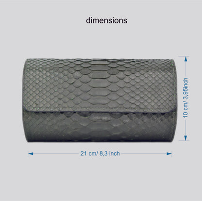 Watch Roll in genuine Python skin personalized for 3 Watches- Army Green 