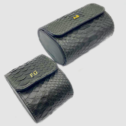 Watch Roll in genuine Python skin personalized - Army Green