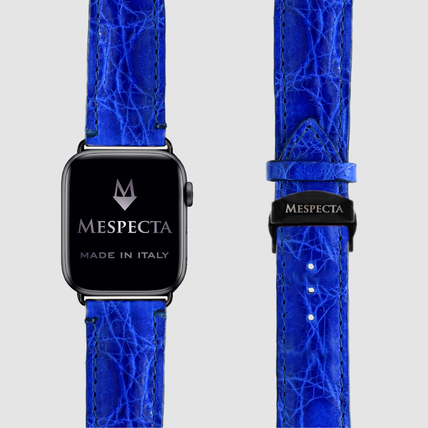 Watch strap for Apple watch series 8/ 7/ 6/ 5/ 4 in Bluette Crocodile skin