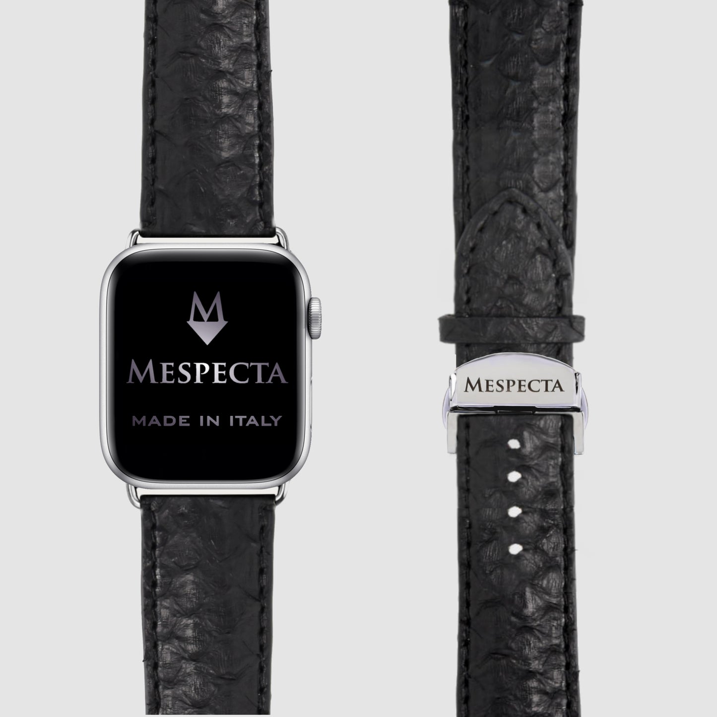 Watch strap for Apple watch series 8/ 7/ 6/ 5/ 4 in Black Python skin