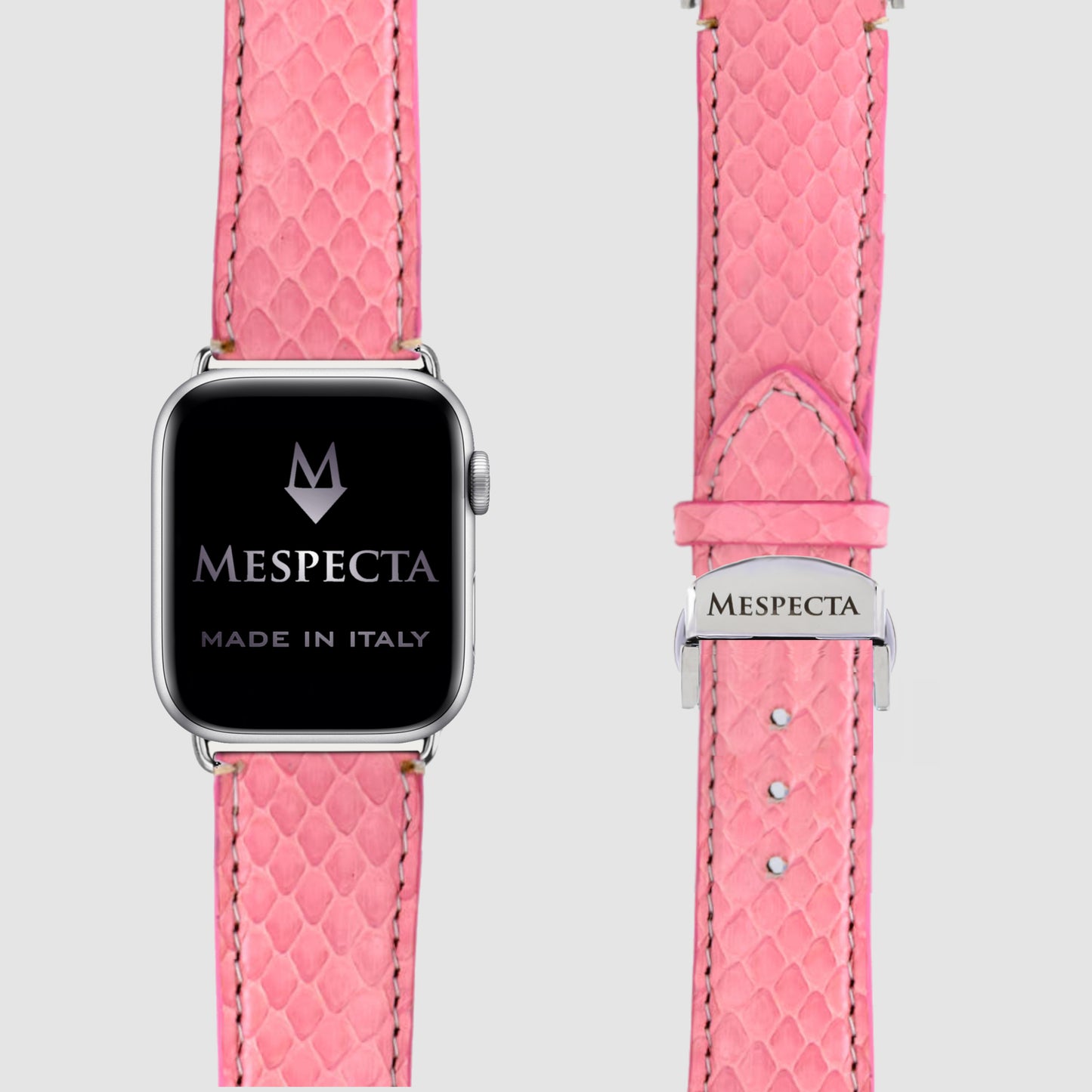 Cinturino in pelle Apple Watch Personalizzabile serie Ultra, 8, 7, 6, 5, 4, SE in vera pelle di Pitone Rosa