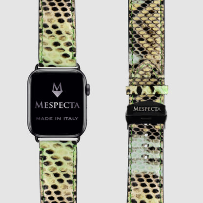 Watch strap for Apple watch series 8/ 7/ 6/ 5/ 4 in Green Python skin