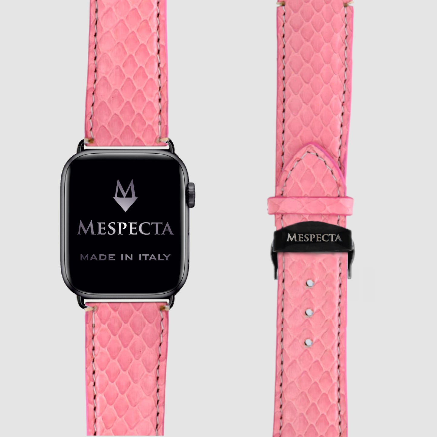 Watch strap for Apple watch series 8/ 7/ 6/ 5/ 4 in Pink Python skin