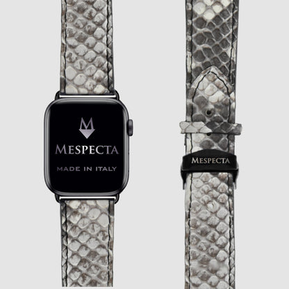 Watch strap for Apple watch series 4/ 5/ 6/ 7 / 8 in Black and White Python skin