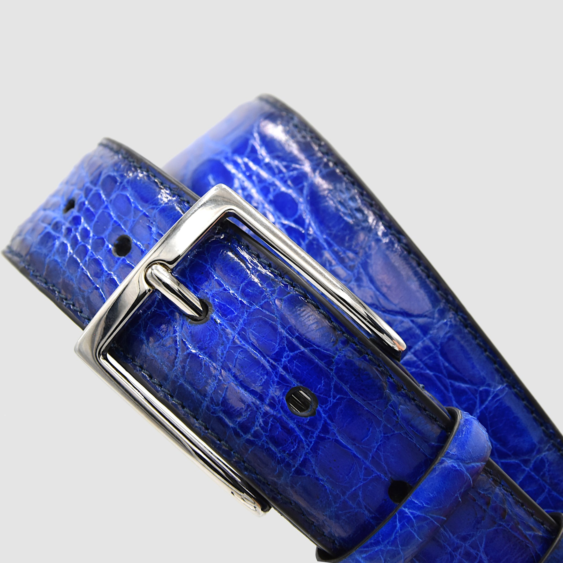 Cintura Uomo in pelle di Coccodrillo Blu Personalizzabile - MESPECTA Italia
