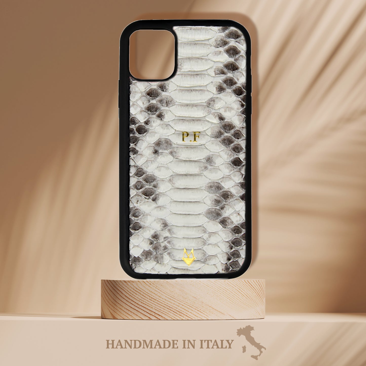 Phone case for Iphone 14/ 13/12/ 11/ XR models in White genuine Python skin
