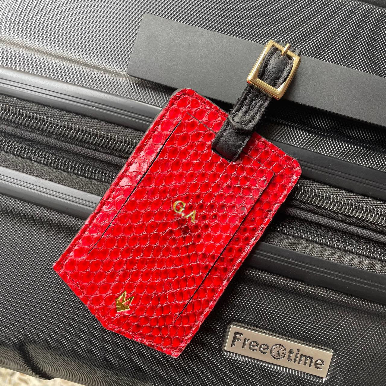 Luggage Tags in genuine Red Python skin 