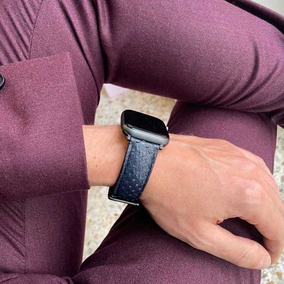 Cinturino vera pelle di Pitone Apple Watch Ultra, 8, 7, 6, 5, 4, SE Blu notte