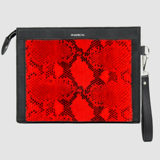 Man Purse Clutch bag in full genuine Red Python skin